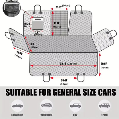 Universal Pet Car Seat Cover, Waterproof with Mesh Window and Storage Pocket, Durable Scratchproof Nonslip Dog Car Hammock
