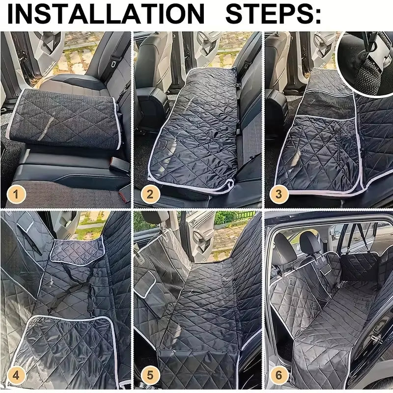 Universal Pet Car Seat Cover, Waterproof with Mesh Window and Storage Pocket, Durable Scratchproof Nonslip Dog Car Hammock